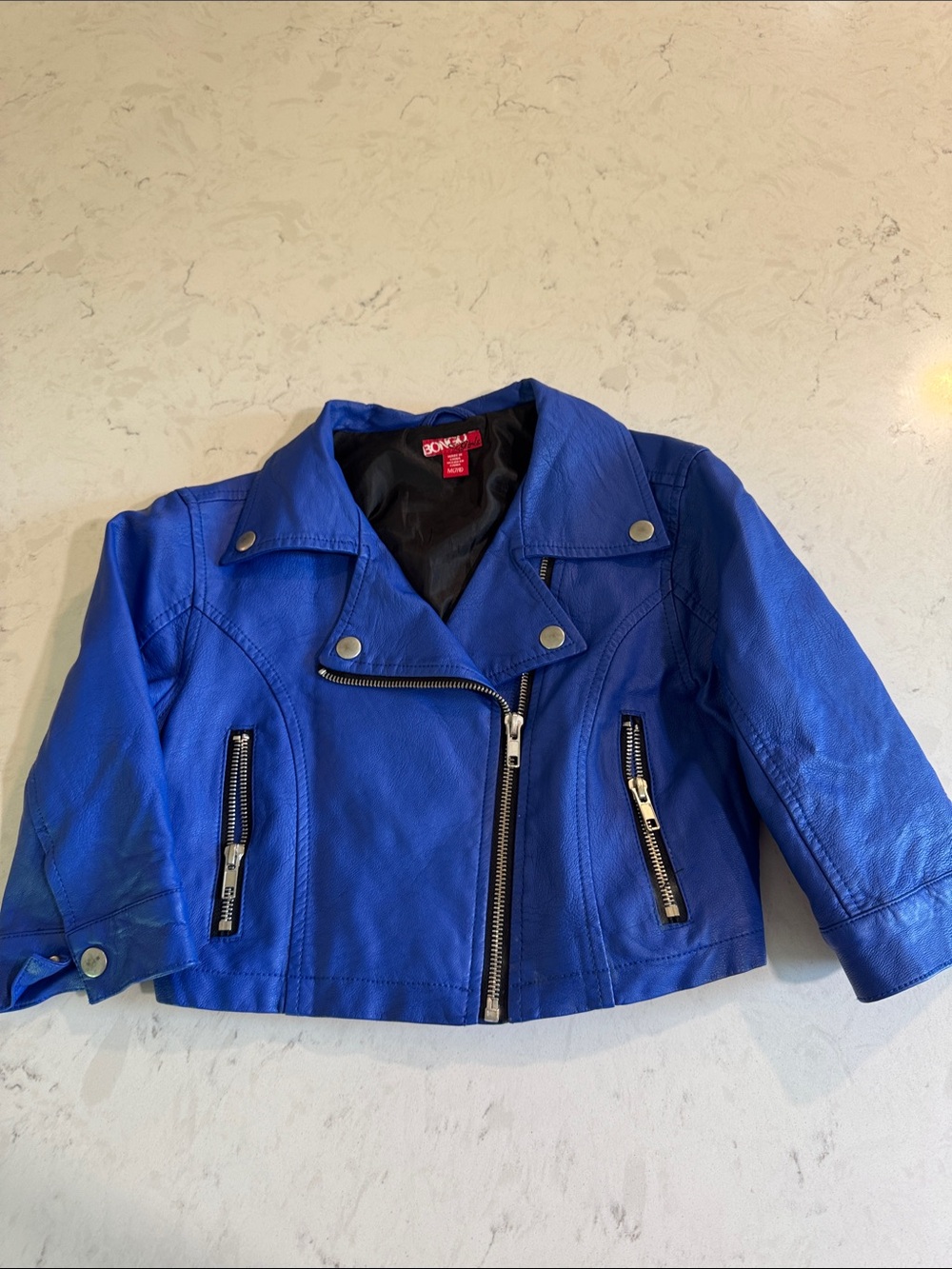 OshKosh B'gosh Bright Blue Faux Leather Moto Jacket